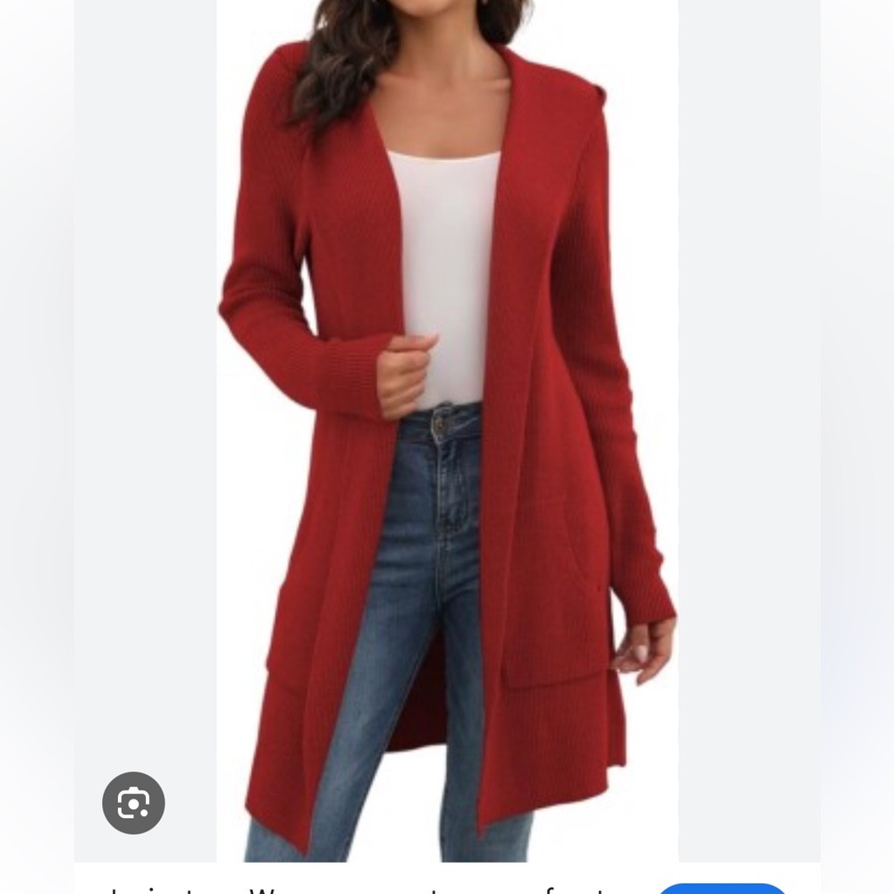 BCBGMaxAzria Red Open Front Cardigan